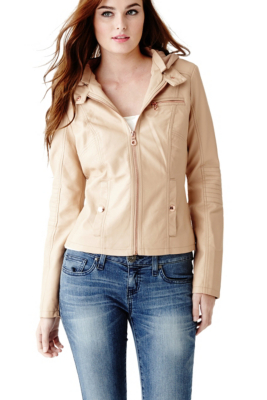 guess womens brown leather jacket