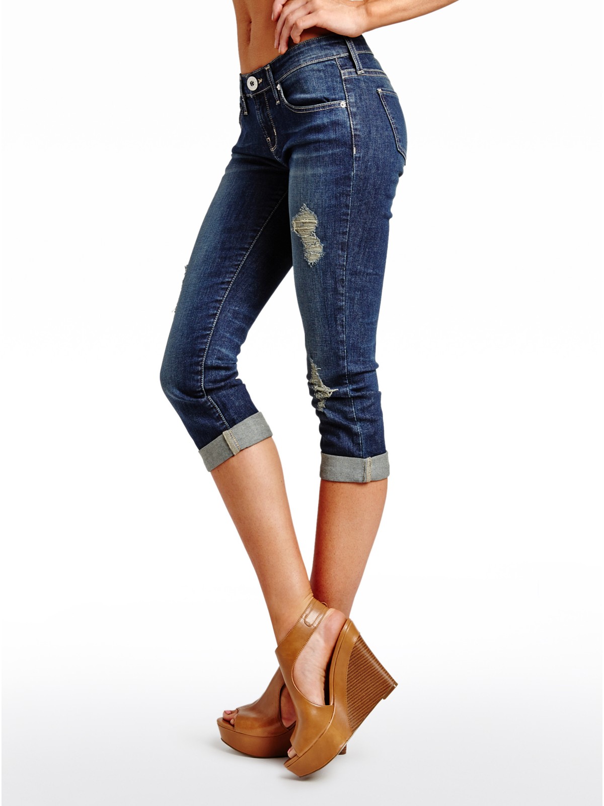 GUESS Women's Felicia Rolled-Hem Capri Jeans | eBay