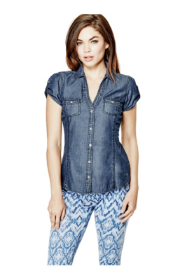 GUESS Women's Suvi ShortSleeve Denim Shirt eBay