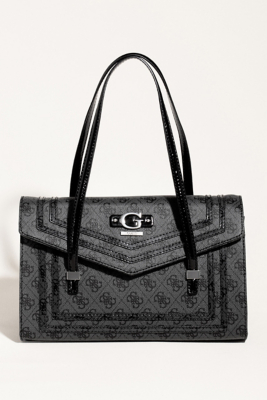 GUESS BELLINI SMALL FLAP SATCHEL, BLACK