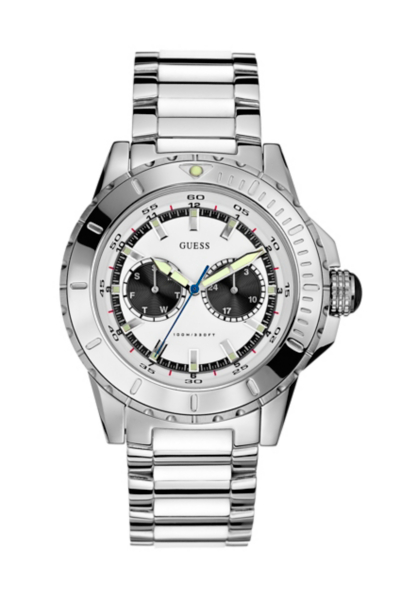Stainless Steel/White Rubber Waterpro Bracelet Watch