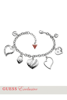 Silver-Tone Heart Charm Bracelet