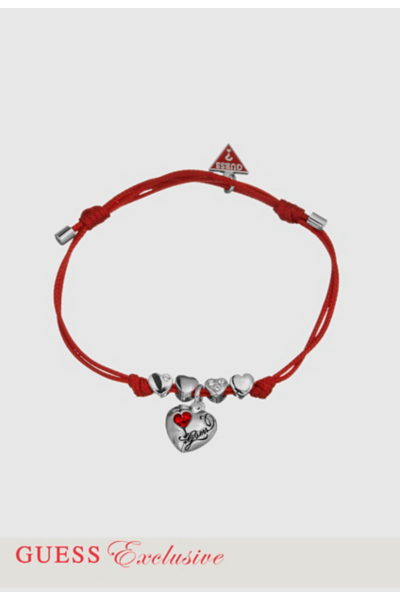 Silver and Red Heart Bracelet
