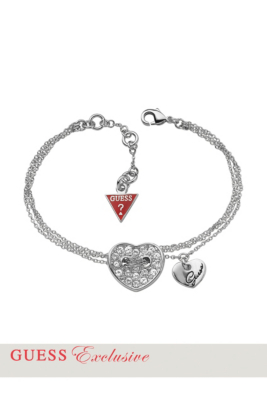 Silver-Tone Pavé Crystal Heart Bracelet
