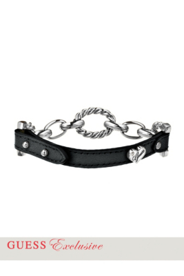 Chain And Leather Logo Bracelet