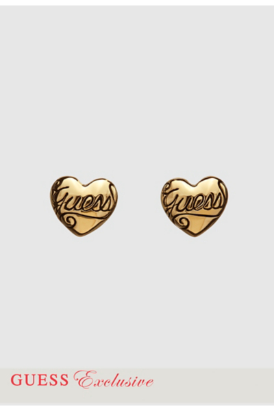 Puffy Script Heart Earrings