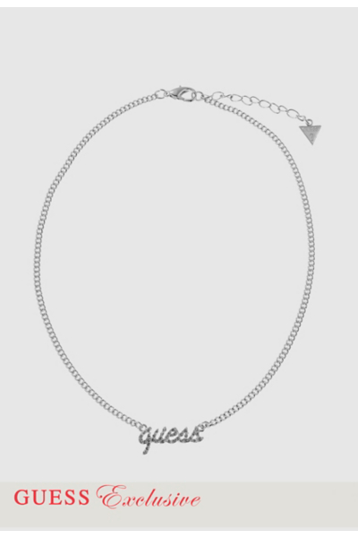 Crystal Pave Logo Necklace