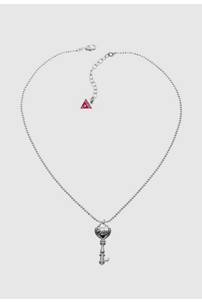 Puffy Heart and Key Necklace