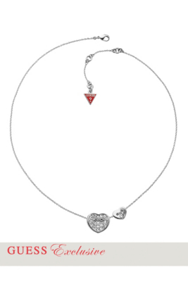 Silver-Tone Pavé Rhinestone Heart Pendant Necklace