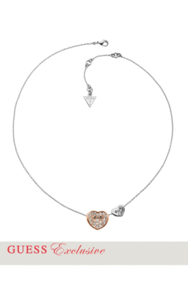 Rose Gold-Tone Pavé Rhinestone Heart Pendant Necklace