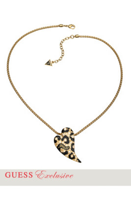 Gold-Tone Leopard-Print Heart Necklace