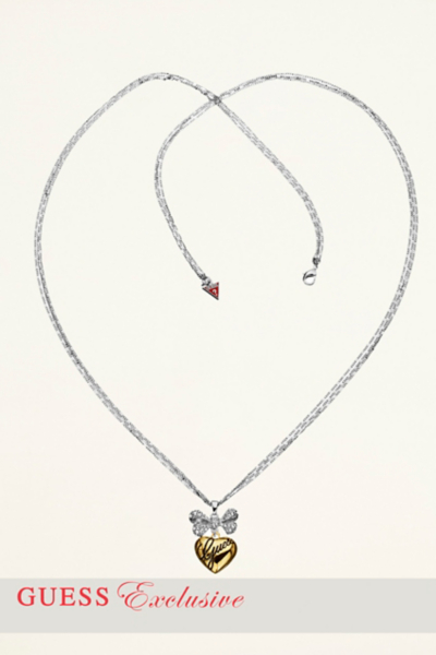 Large Bow and Heart Pendant Necklace