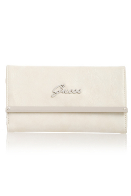 GUESS Alana Slim Clutch Wallet, WHITE