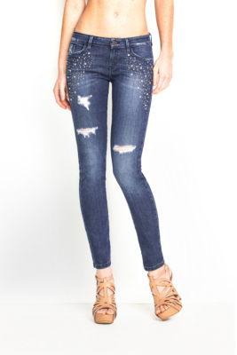 Brittney Ankle Skinny Studded Jeans in Horizon Destroy Wash