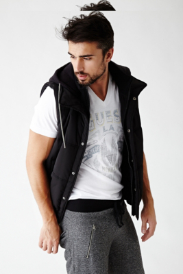 guess hooded puffer vest