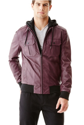 leather jacket guess mens