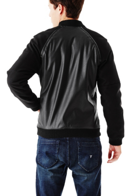 leather jacket guess mens