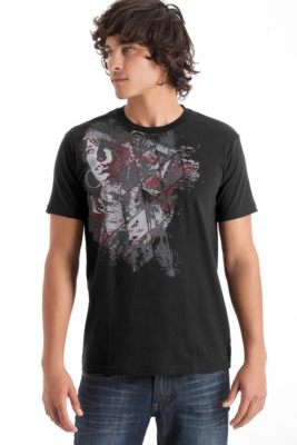 G by GUESS Short Sleeve Plastique Tee, BLACK (XS)
