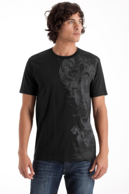 G by GUESS Stress V-Neck Tee, BLACK (LARGE)