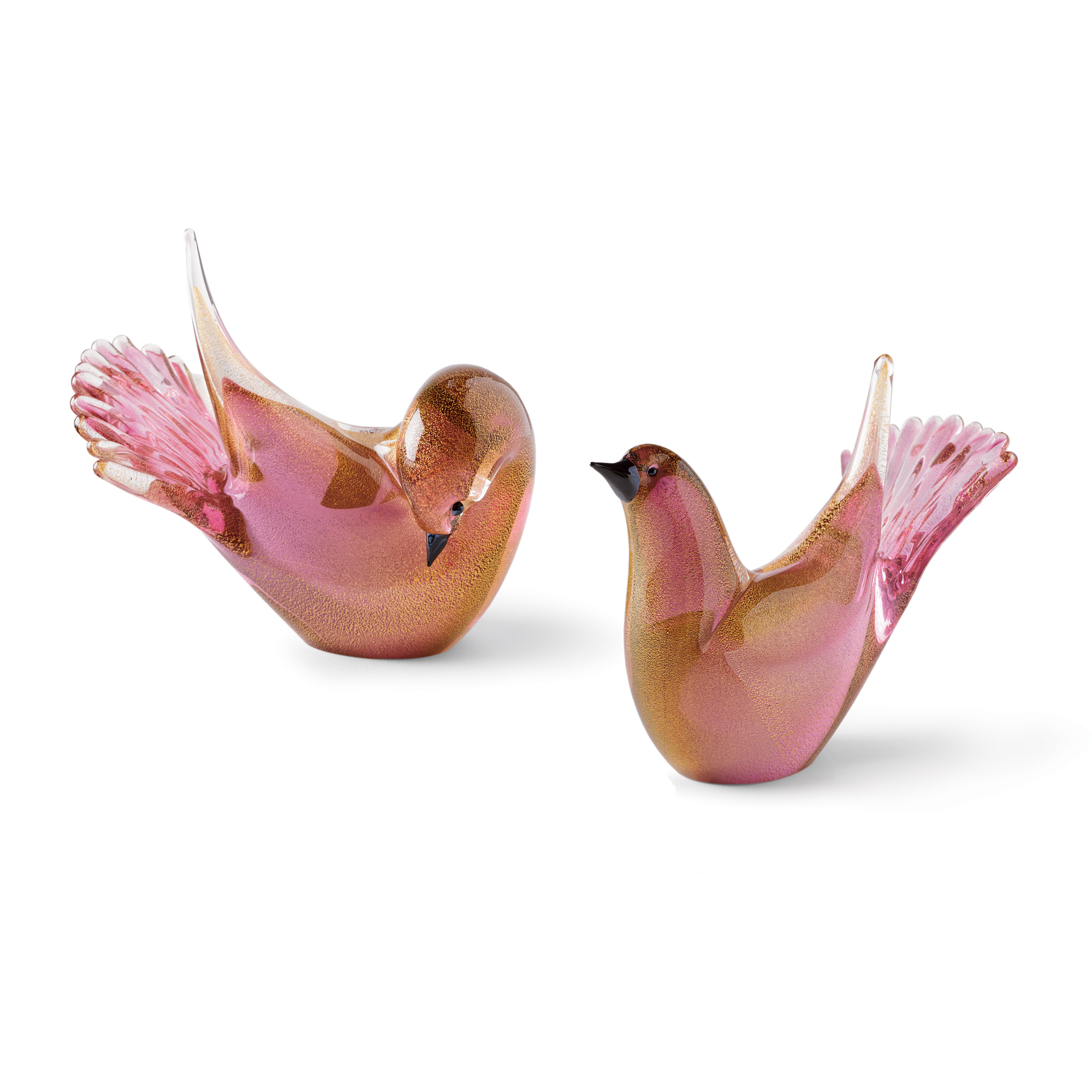 S/2 PINK MURANO GLASS DOVES