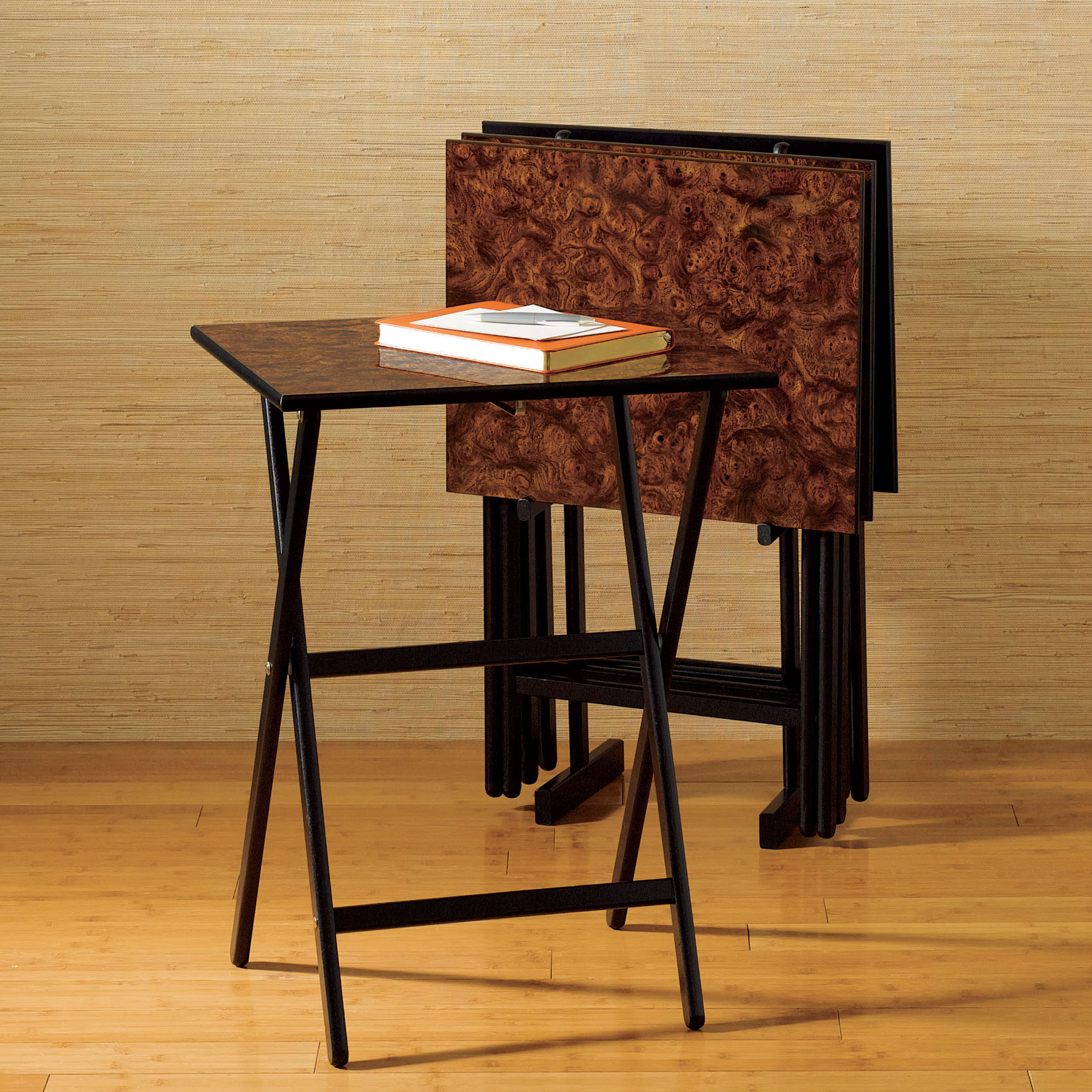 S/4 BURLWOOD FOLDING TABLES