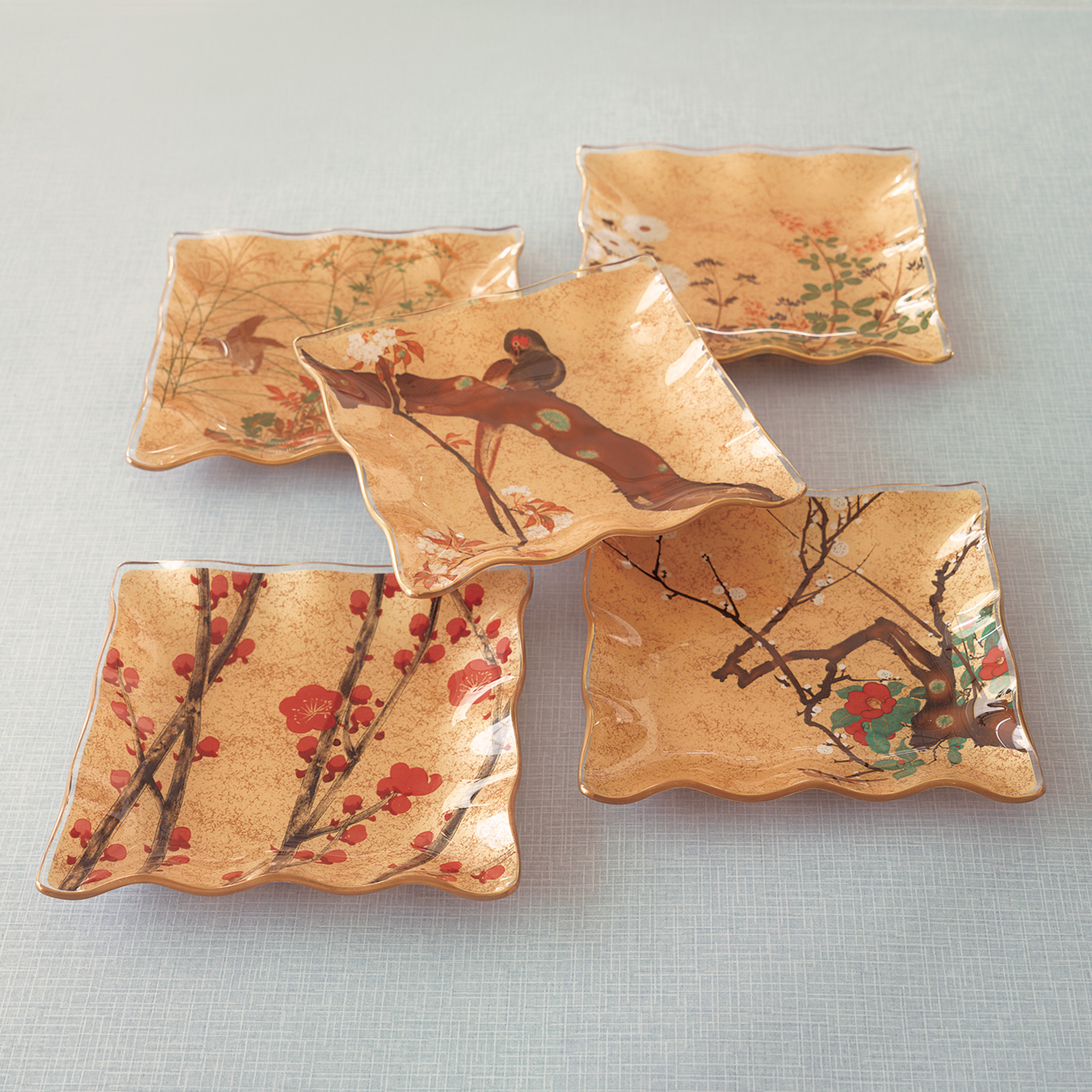 SET OF 5 JAPANESE GLASS PLATES