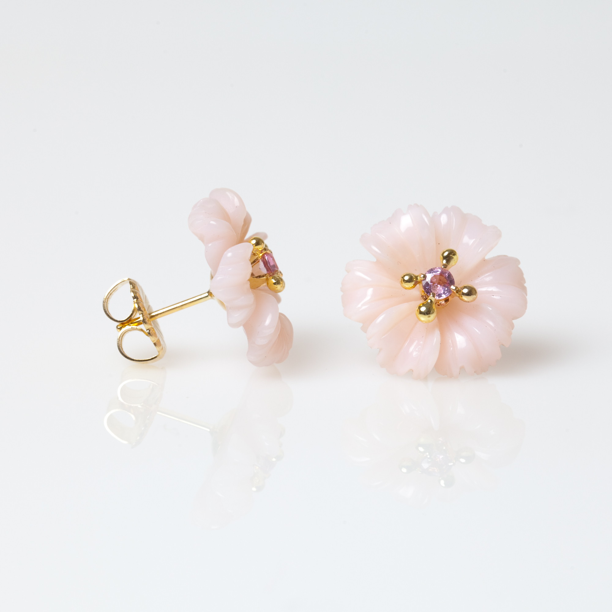 Pink Peruvian Opal Earrings, pierced only