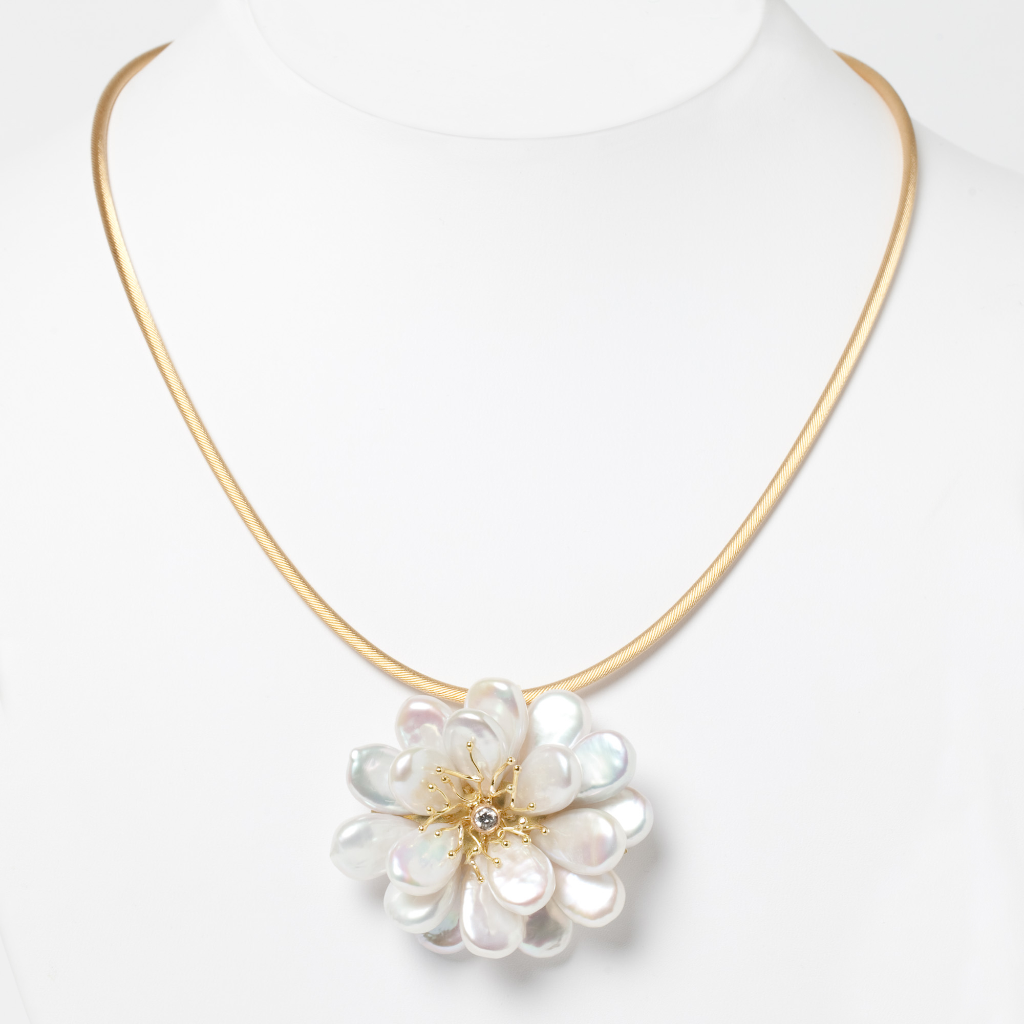 Pearl and Diamond Flower Brooch