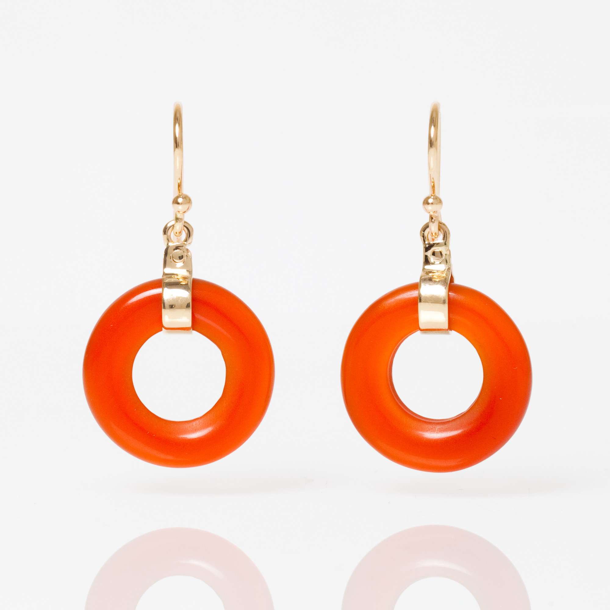 Carnelian Circle Drop Earrings