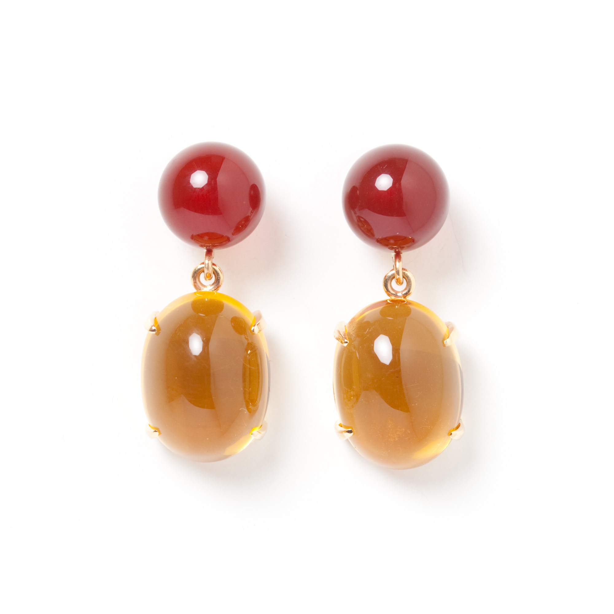 Carnelian & Citrine Drop Earrings