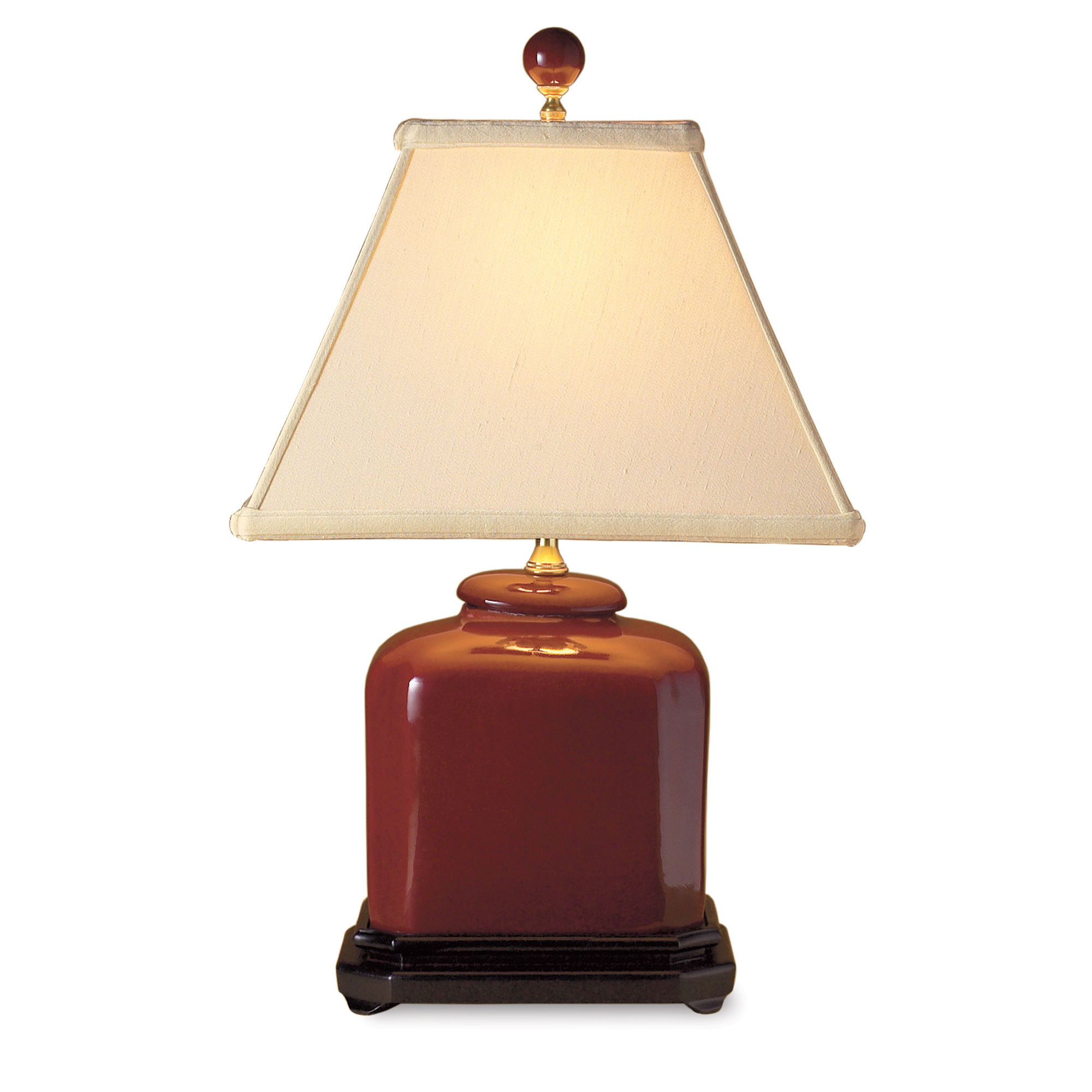 OXBLOOD JAR LAMP RECTANGLE BASE