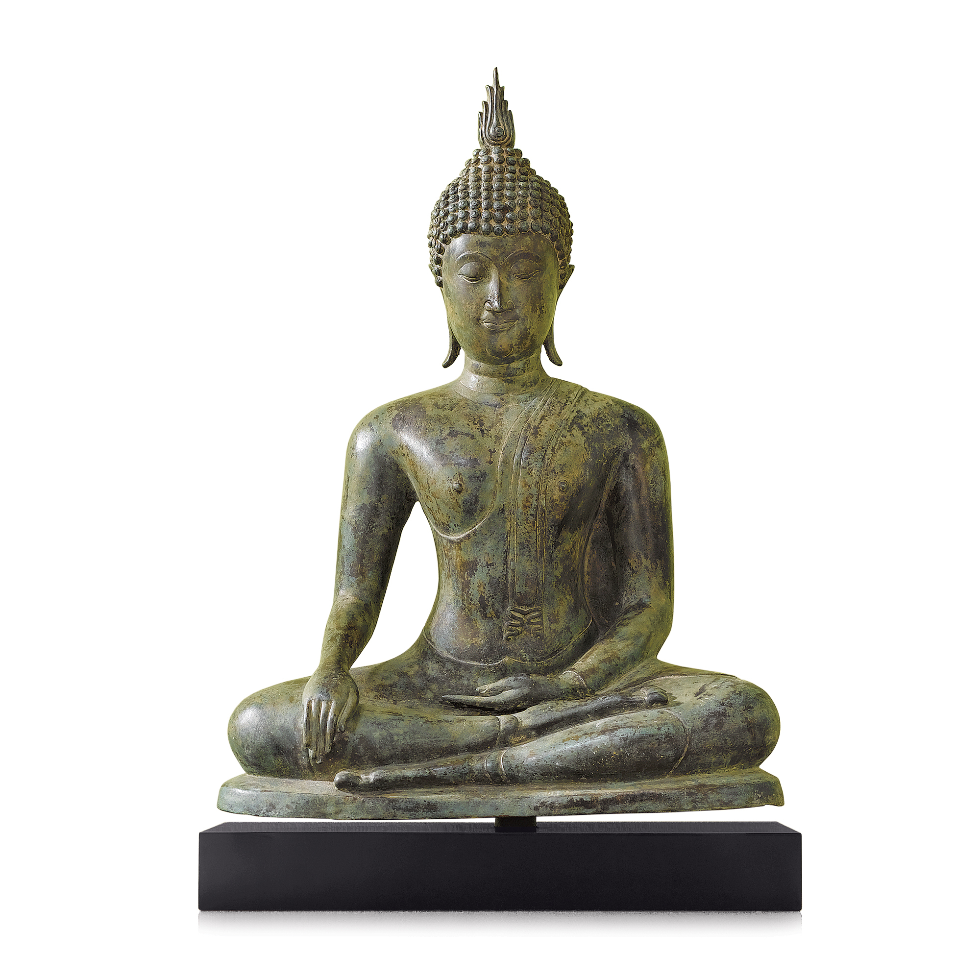 BRONZE SEATED BUDDHA WITH BASE