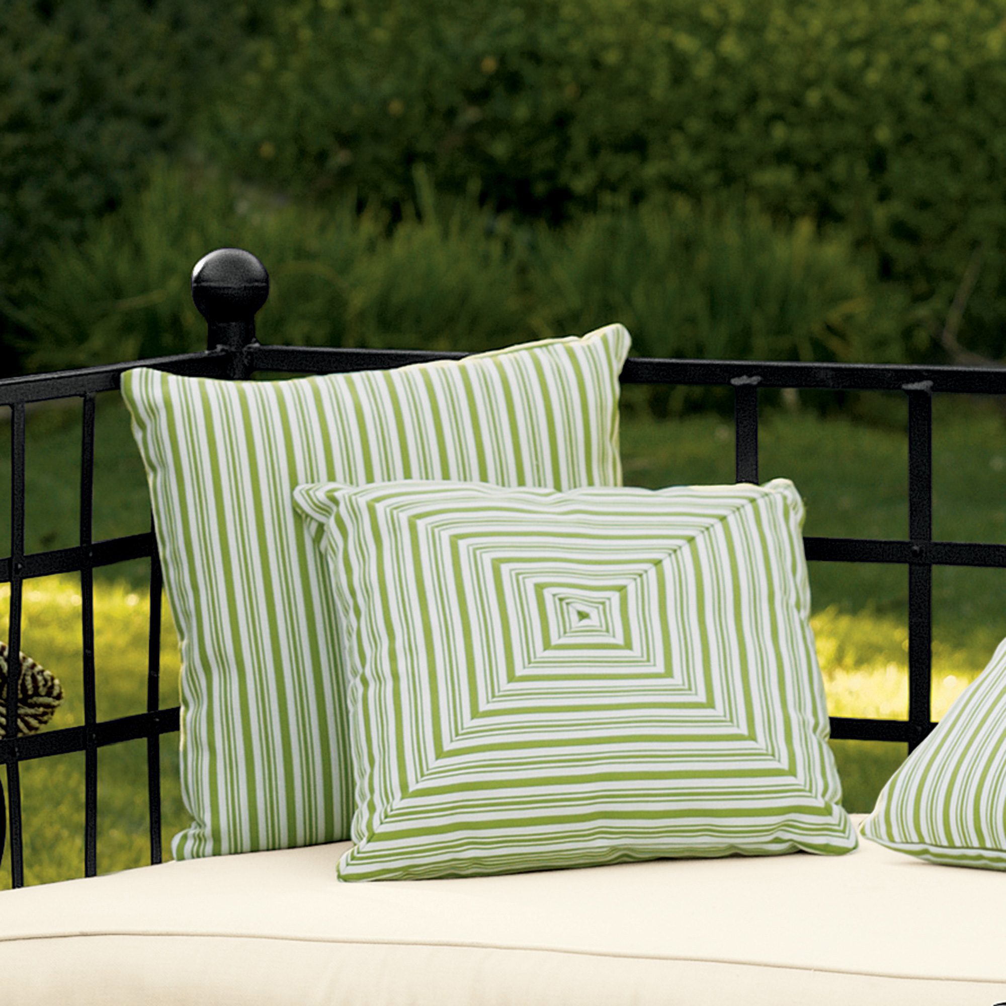 Green and White Sunbrella® Pillows, 17