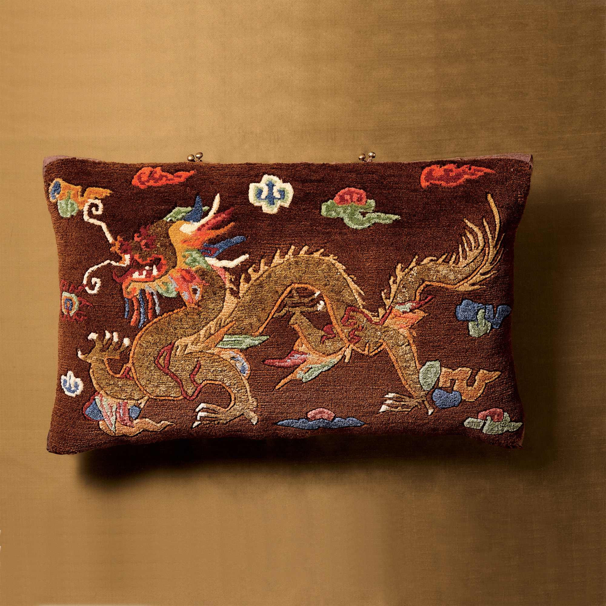 BROWN DRAGON PILLOW