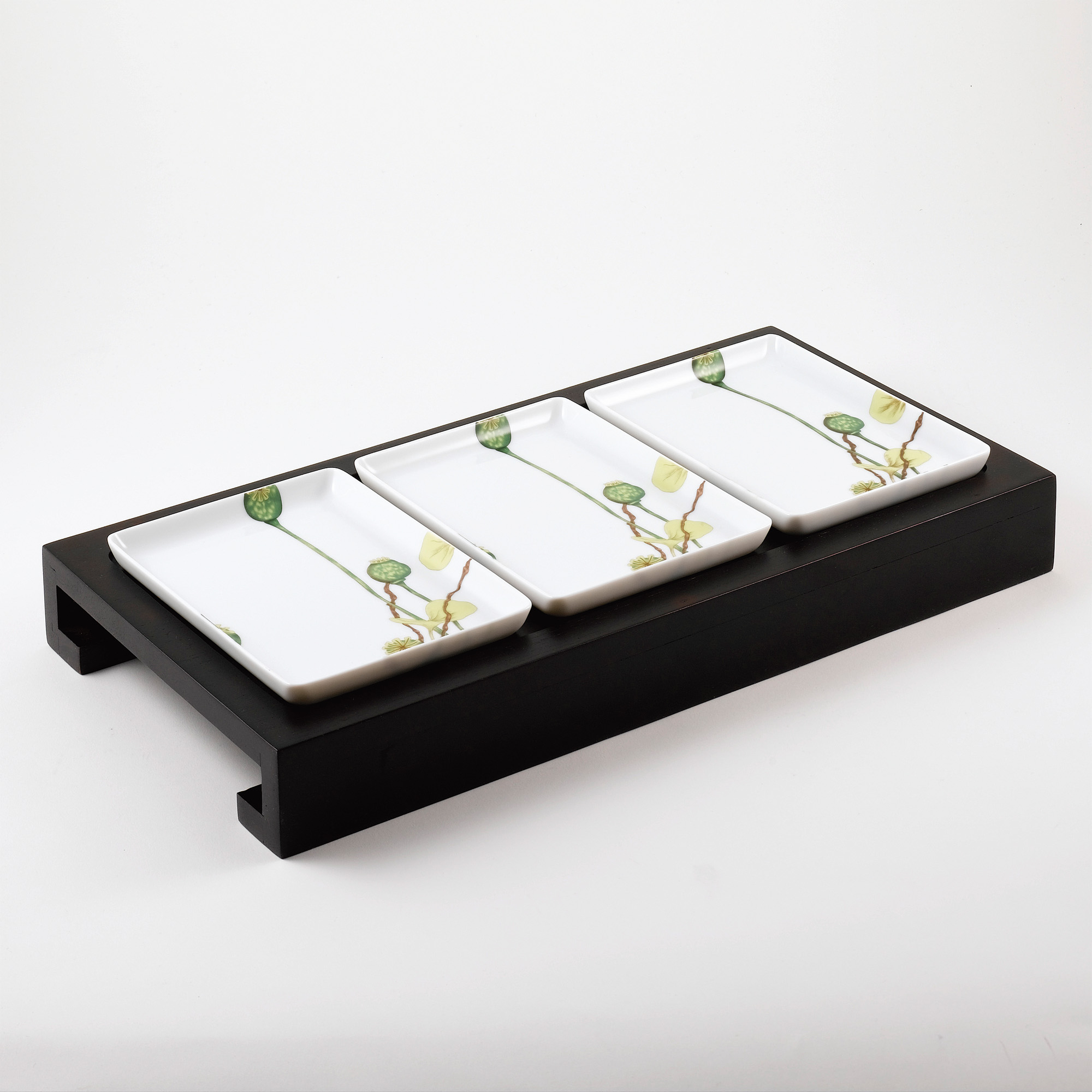 IKEBANA APPETIZER TRAY W/THREE DISHES