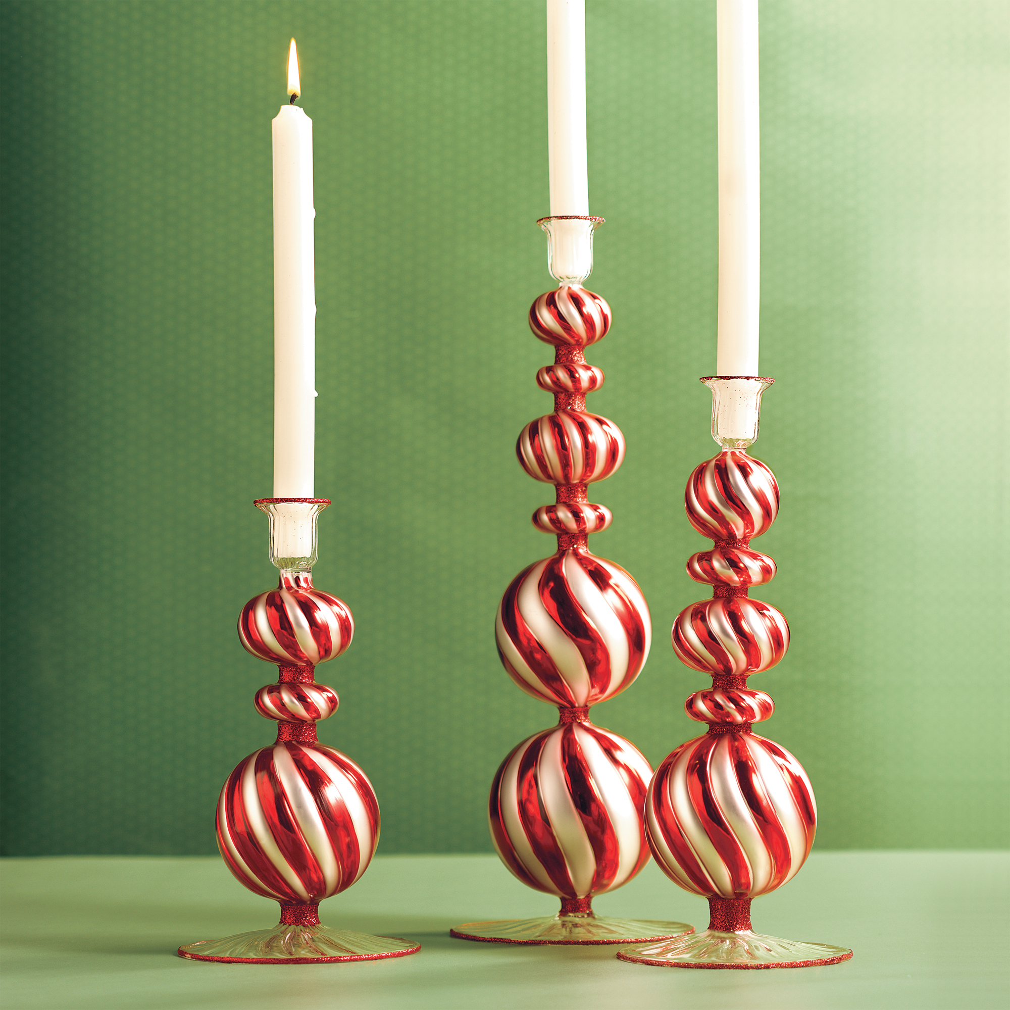 Peppermint Twist Candlesticks, Small 8