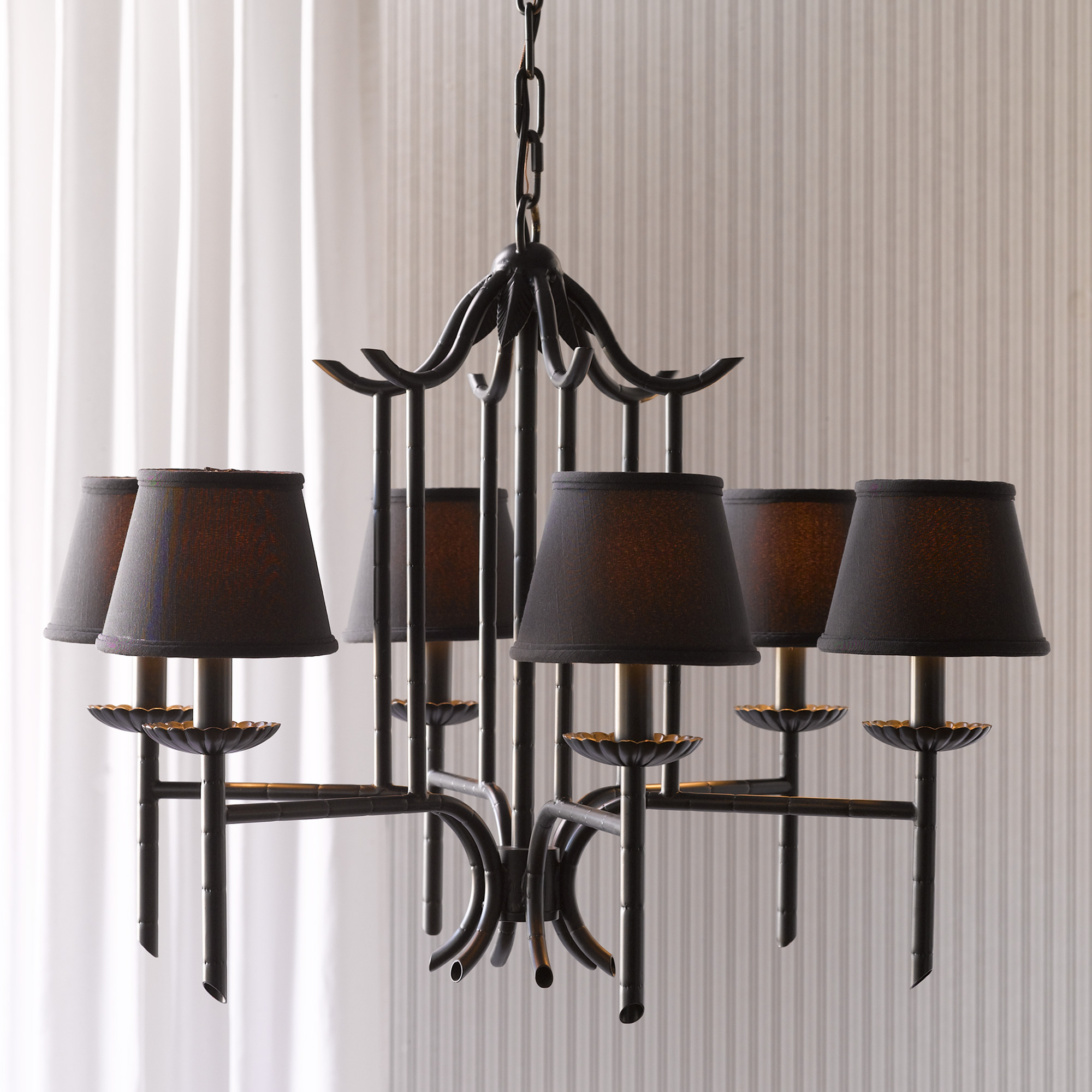 BLACK BAMBOO SIX ARM CHANDELIER