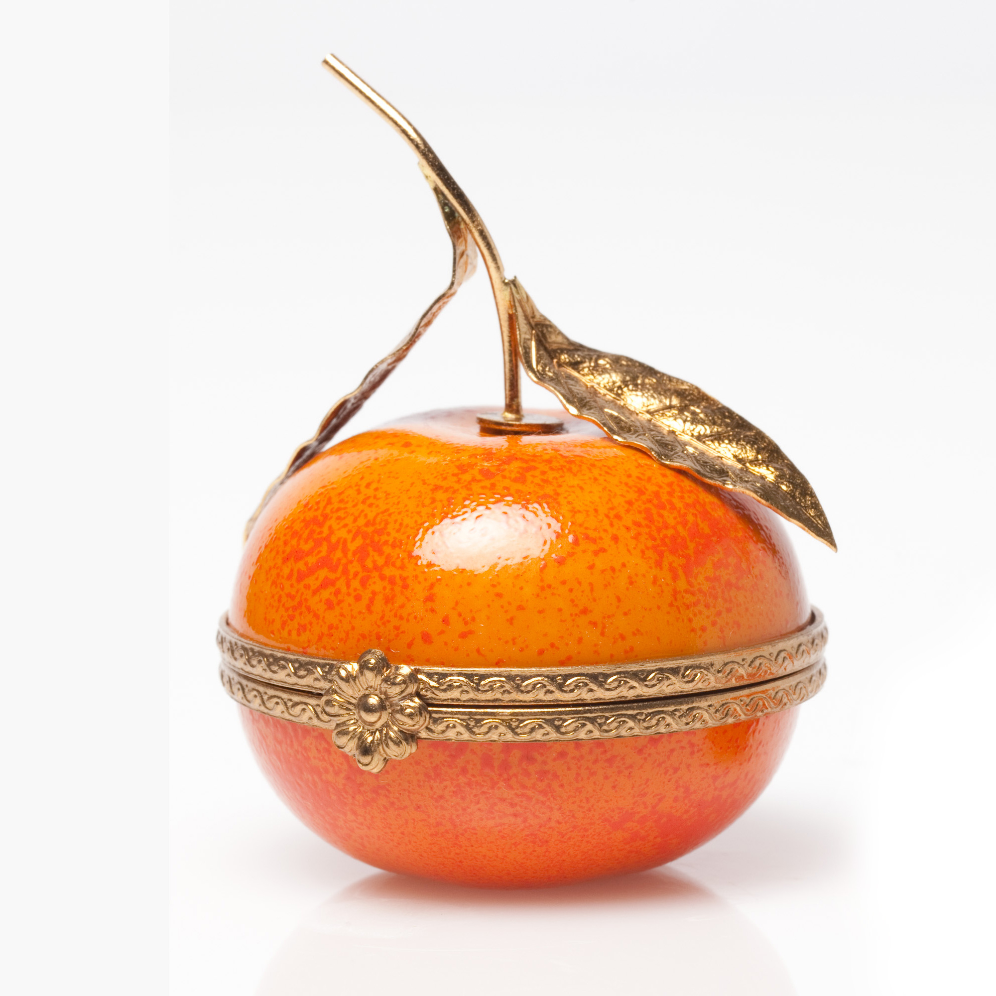 TANGERINE WITH GOLD STEM LIMOGES BOX