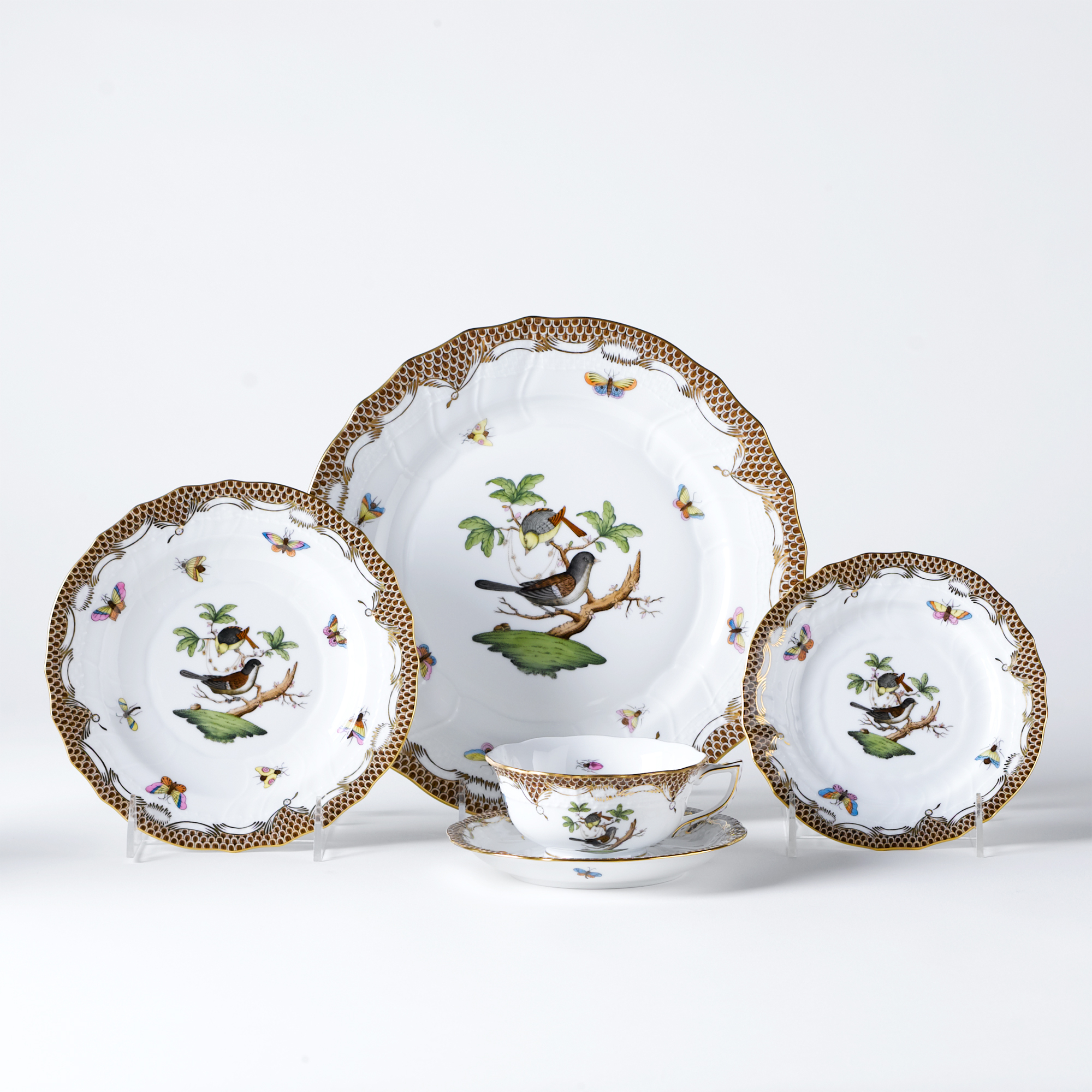 5 PC ROTHSCHILD BROWN BIRD PLACE SETTING