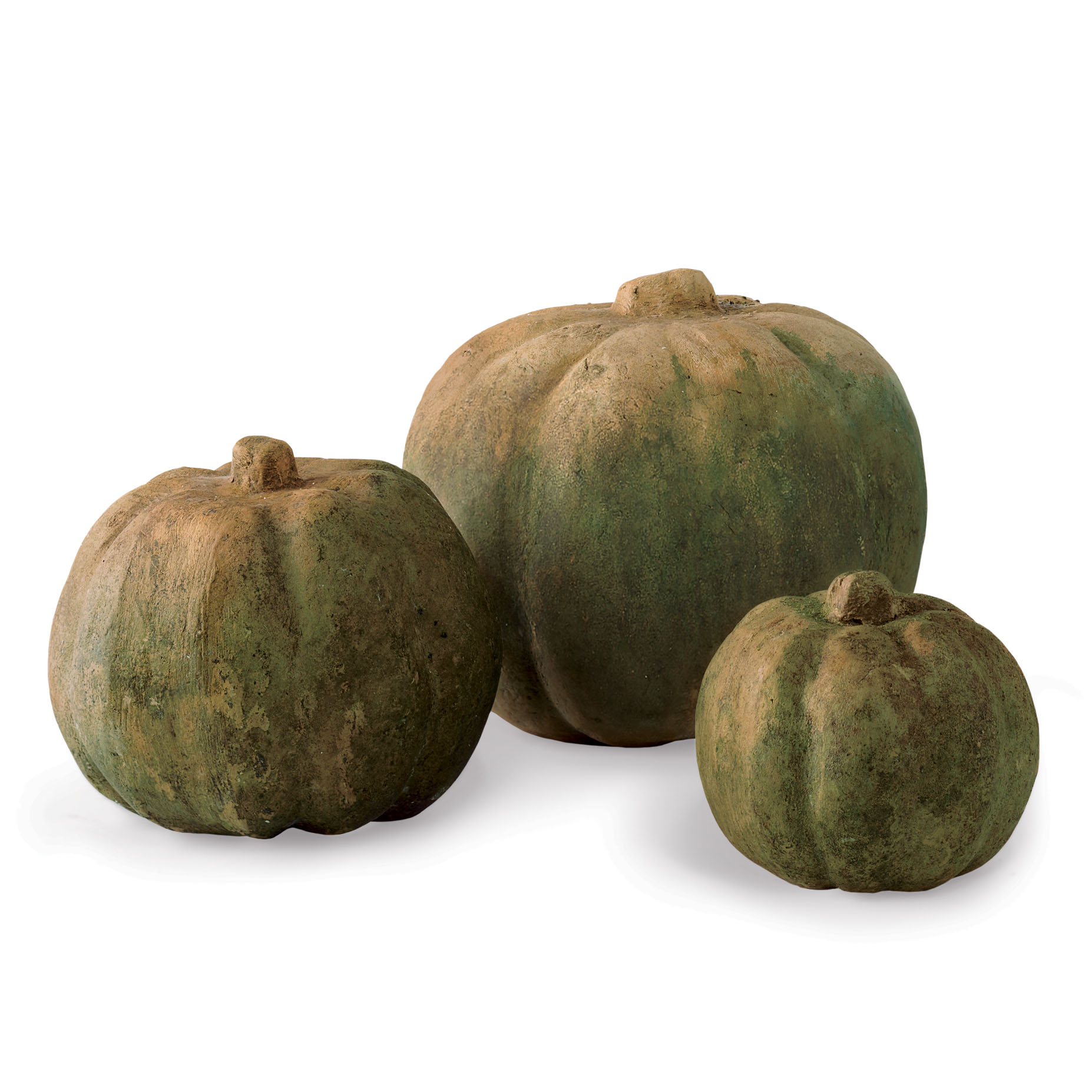 Mossed Terra-Cotta Pumpkin, Small, 6 1/2