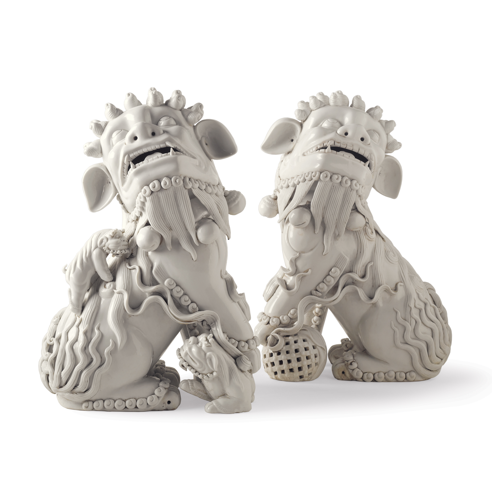 PAIR OF WHITE FOO DOGS