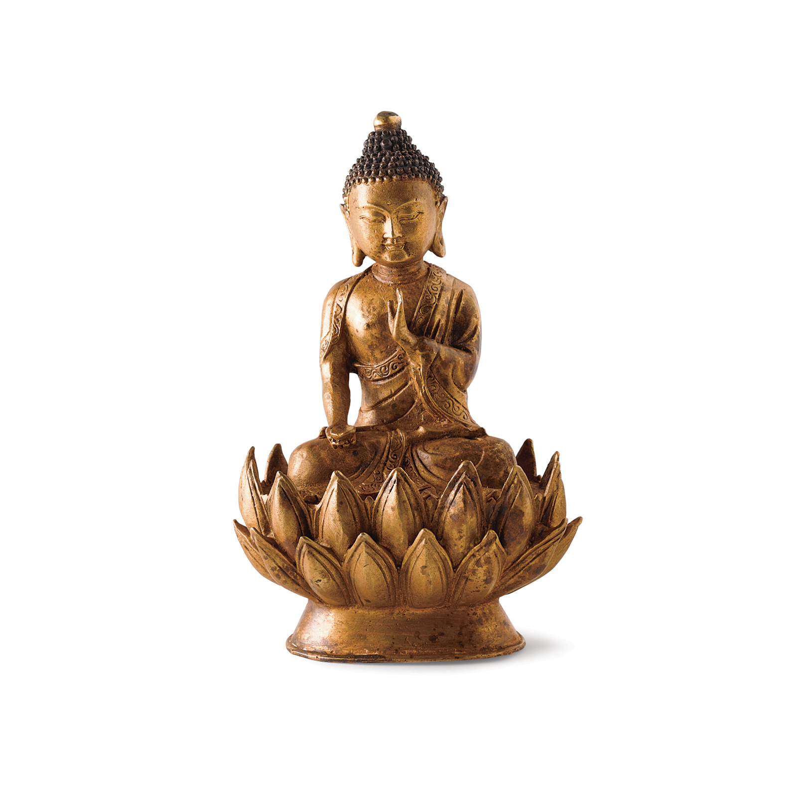 BRONZE BUDDHA ON LOTUS