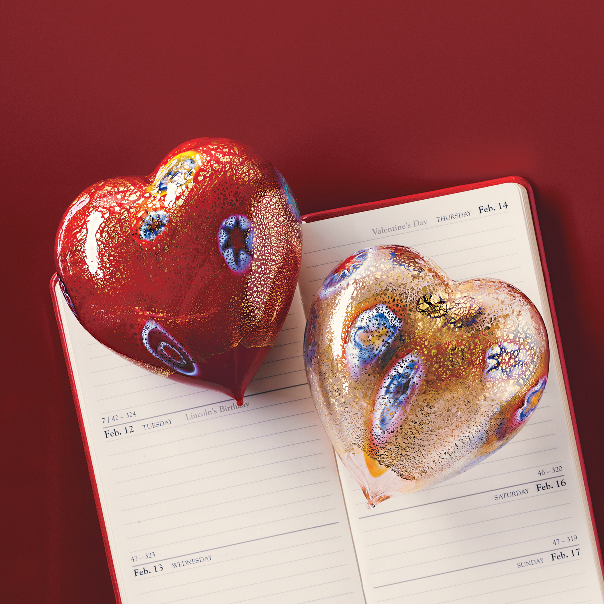 Murano Millefiori Heart Paperweights