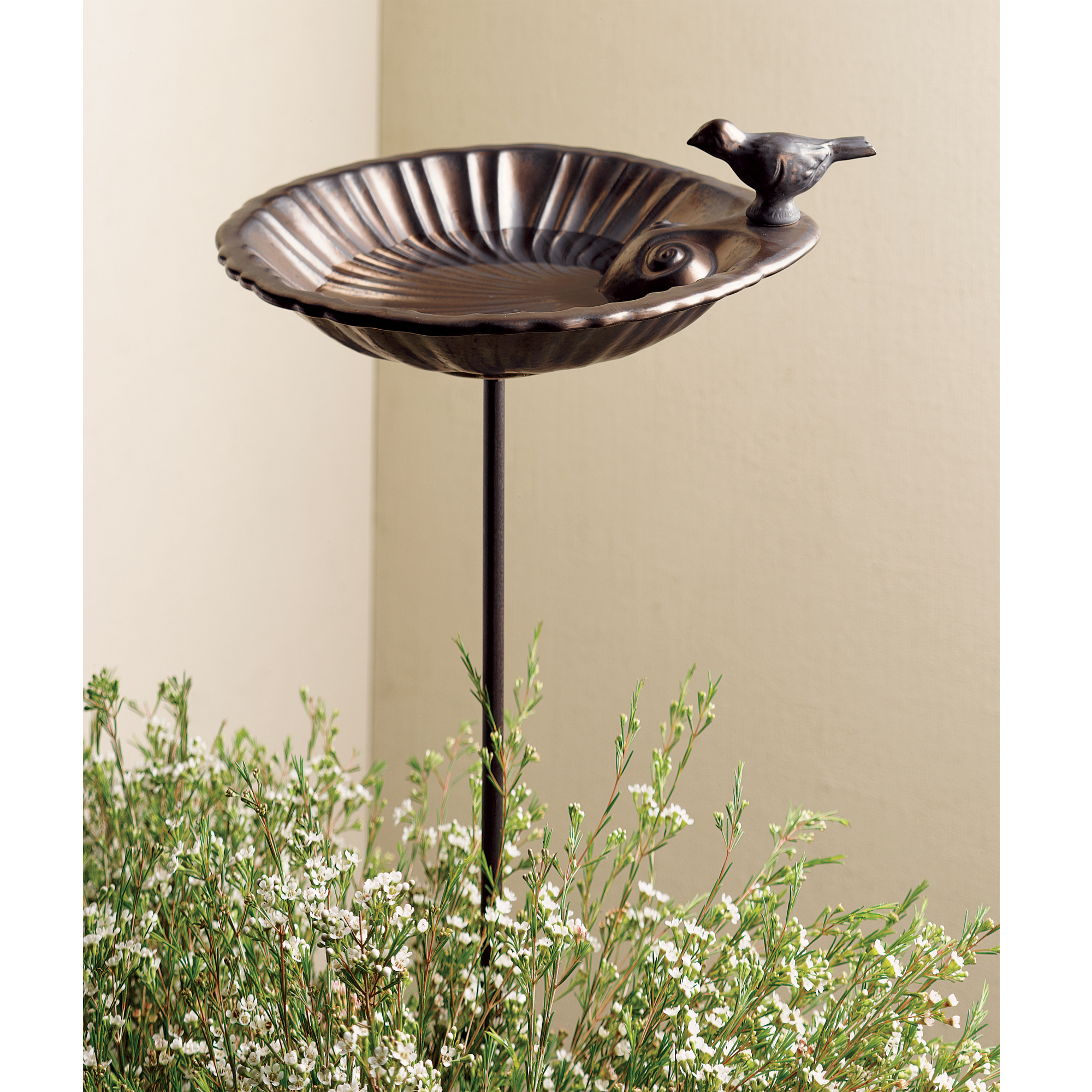 Ceramic Seashell Birdbath