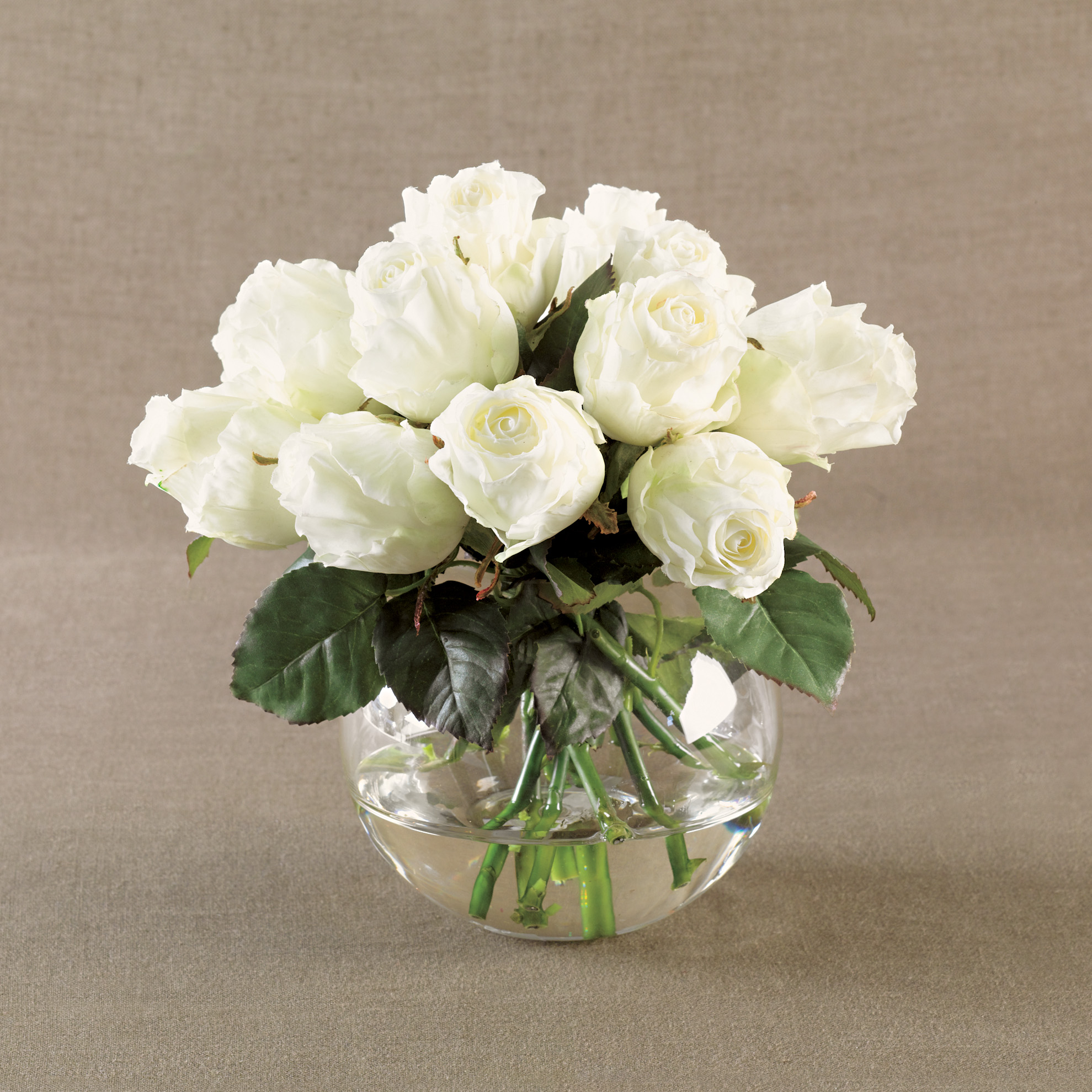 ROSES IN BUBBLE BOWL WHITE