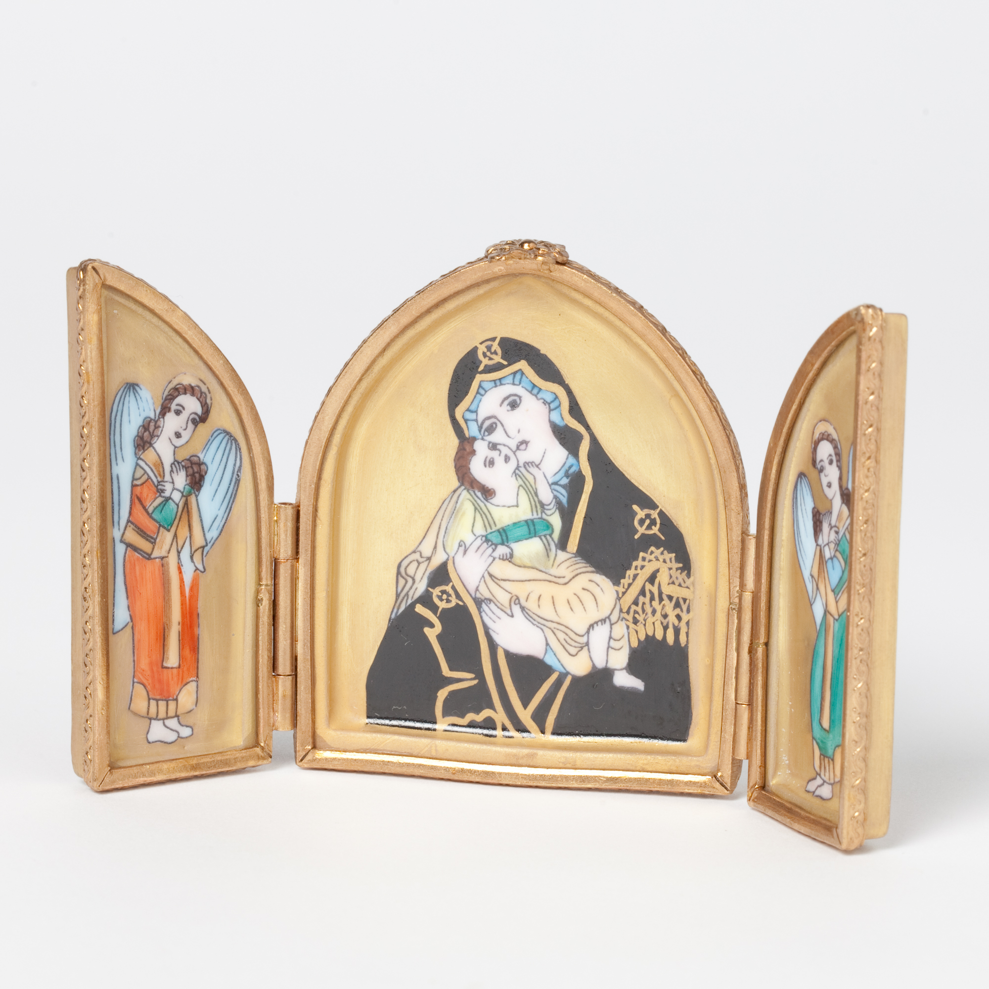 MADONNA AND CHILD TRIPTYCH LIMOGES