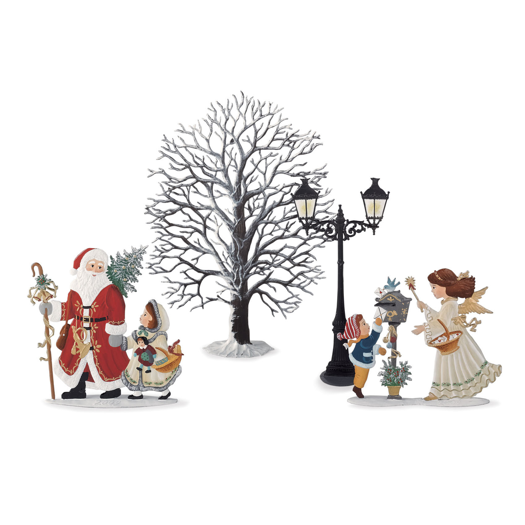 PEWTER SANTA WITH LITTLE GIRL