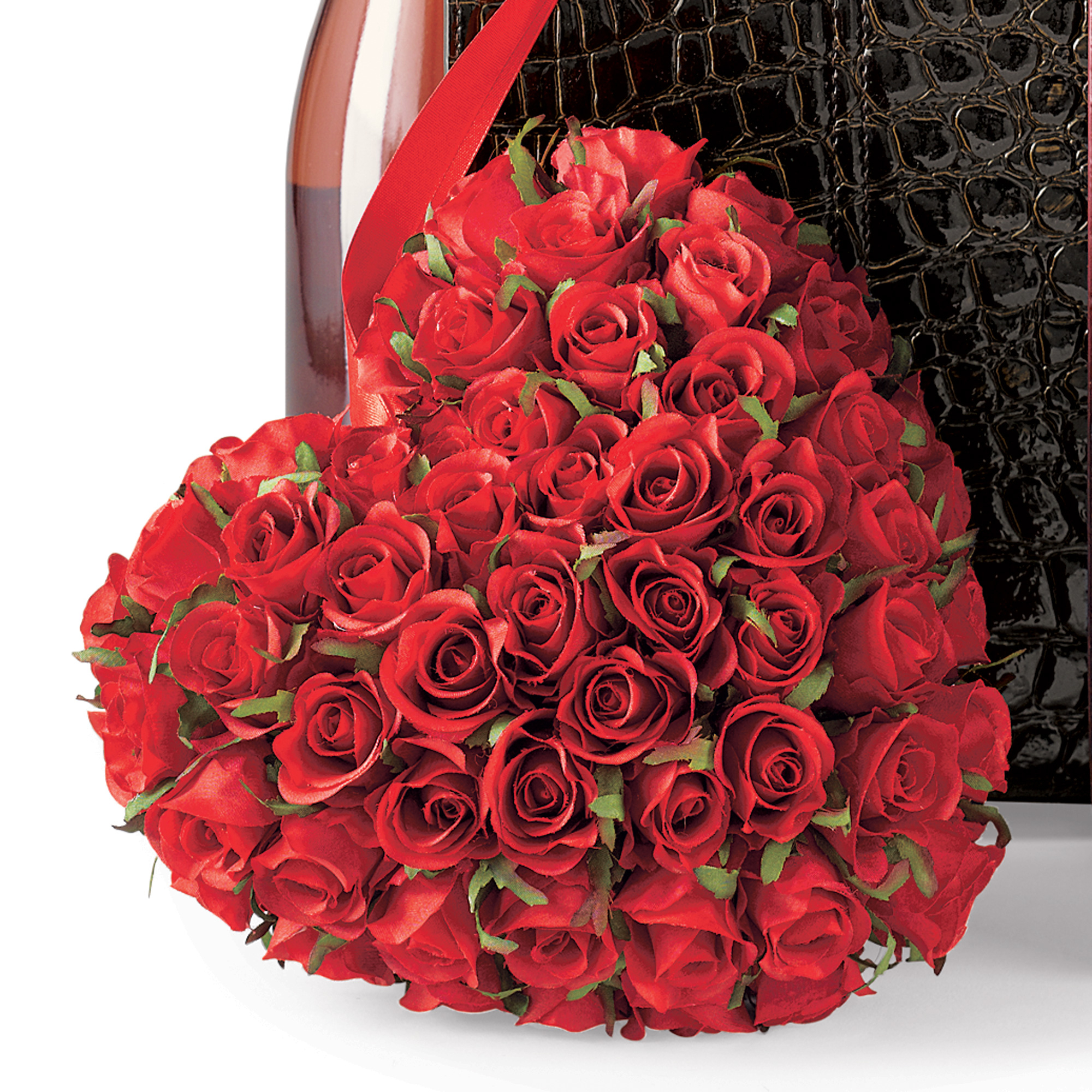 ROSE HEART WITH RED RIBBON