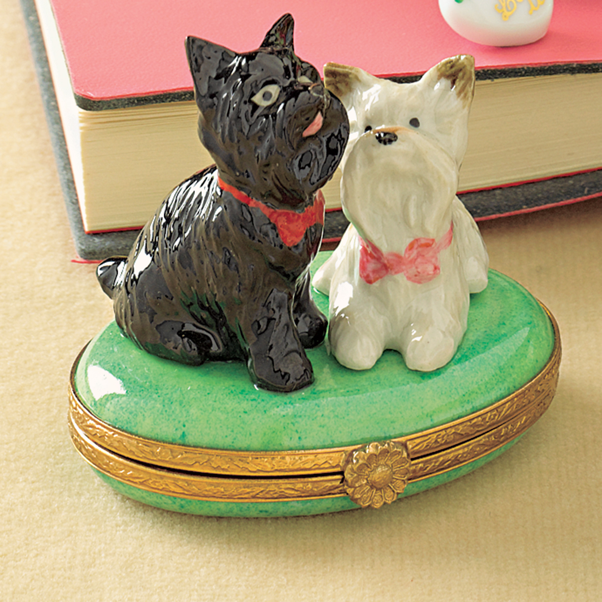 PAIR OF SCOTTIE DOGS LIMOGES BOX