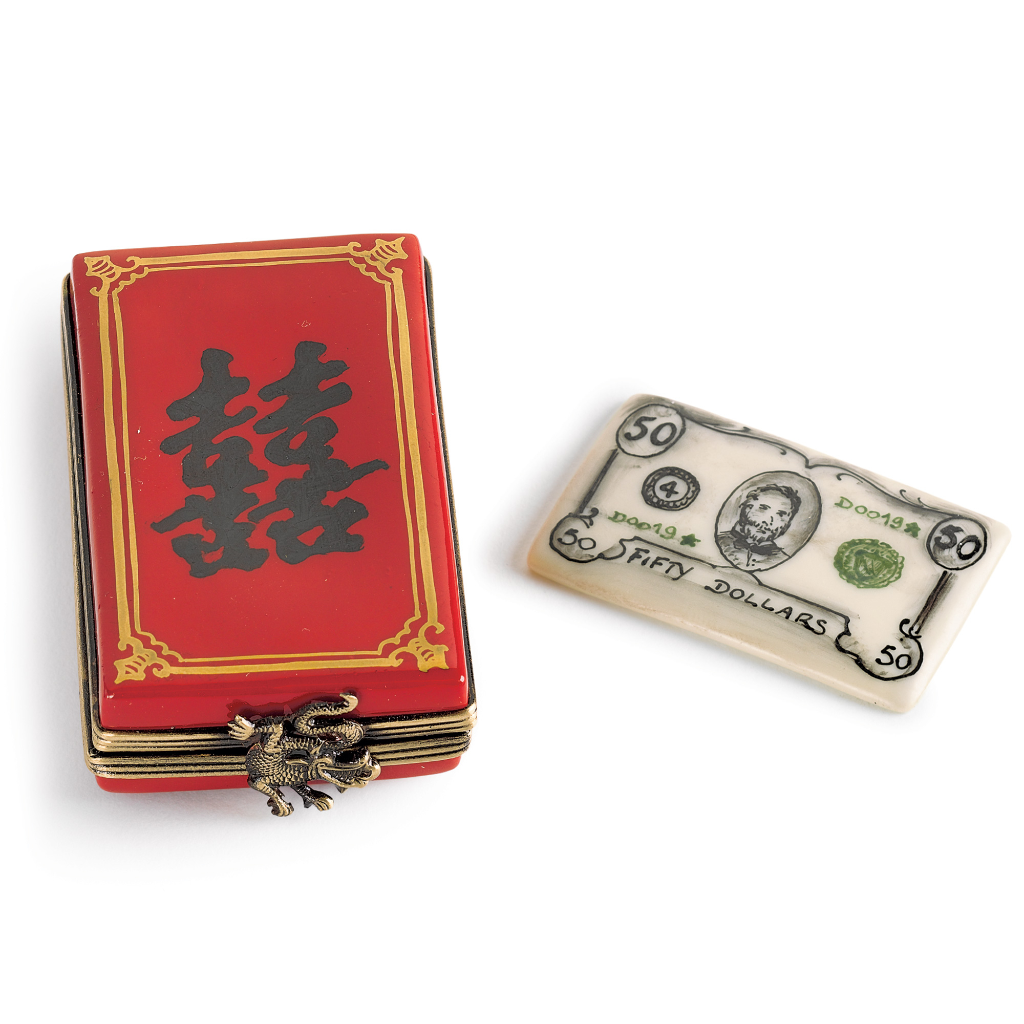 RED ENVELOPE WITH MONEY LIMOGES BOX